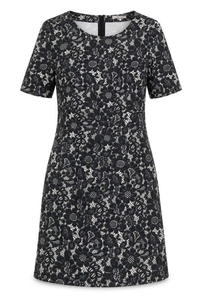 Billie & Blossom Womens Black Floral Polyester A-Line Size 12 Boat Neck Zip