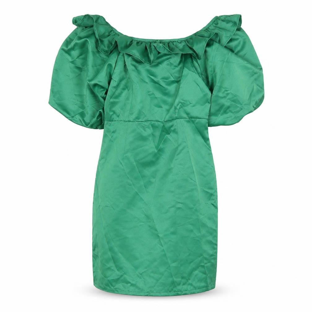 New Look Womens Green Polyester Pencil Dress Size 8 Off the Shoulder Zip