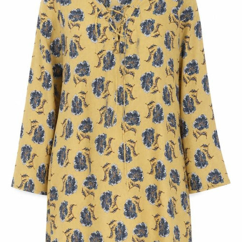 Glamorous Womens Beige Floral Polyester Kaftan Size 12 V-Neck Lace Up