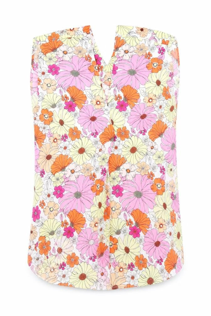 Front view of Marks & Spencer women’s multicoloured floral polyester basic blouse, size UK 6, v-neck