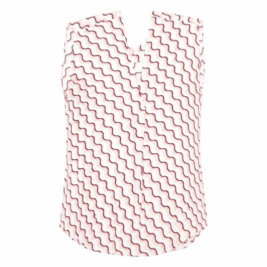 Front view of Marks & Spencer women’s multicoloured striped polyester basic blouse, size UK 6, v-neck