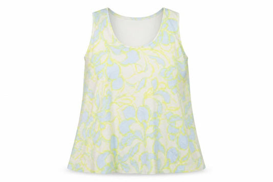 Front view of Marks & Spencer women’s multicoloured geometric polyester basic tank, size UK 24, round neck
