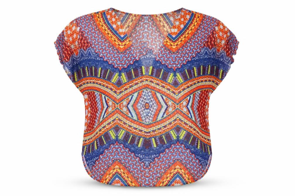 Klass Womens Multicoloured Geometric Polyester Basic Blouse Size 14 V-Neck