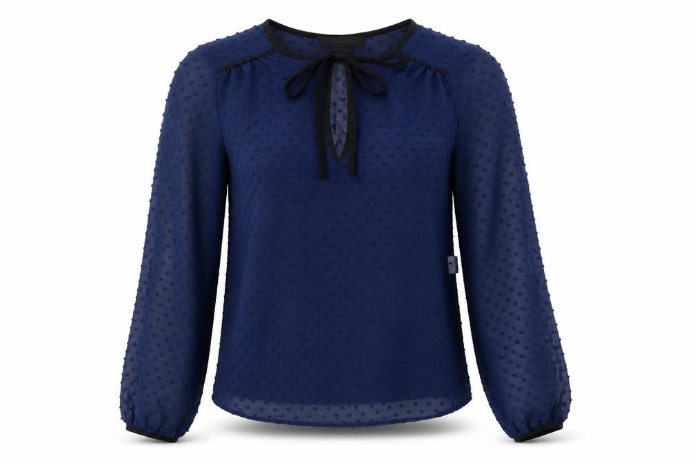 Atmosphere Womens Blue Geometric Polyester Basic Blouse Size 6 Round Neck