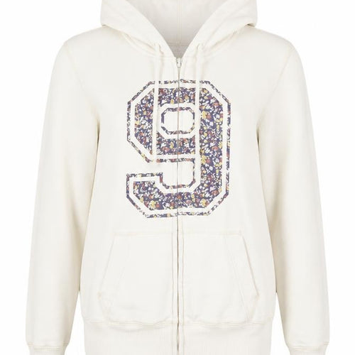 George Womens Ivory Cotton Full Zip Hoodie Size 10 Zip - Flower Detail