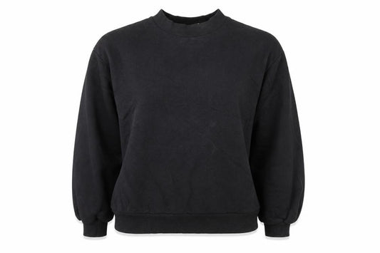 Front view of ASOS women’s black cotton pullover sweatshirt, size UK 12, pullover