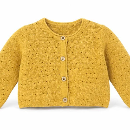 TU Baby Yellow Cotton Cardigan Jumper Size 0-3 Months Button