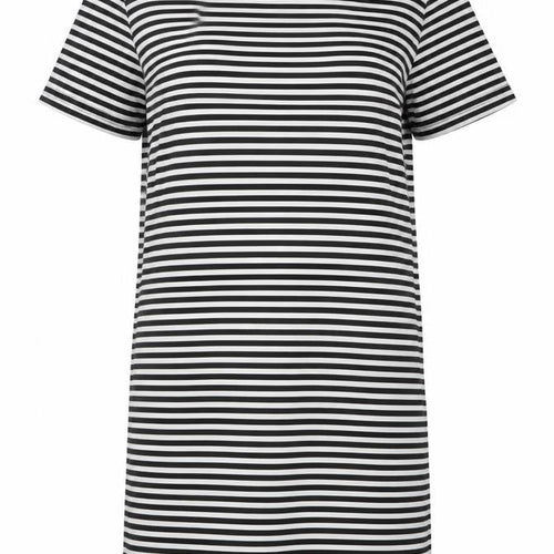 Bigdart Womens Black Striped Polyester T-Shirt Dress Size 8 Crew Neck Pullover