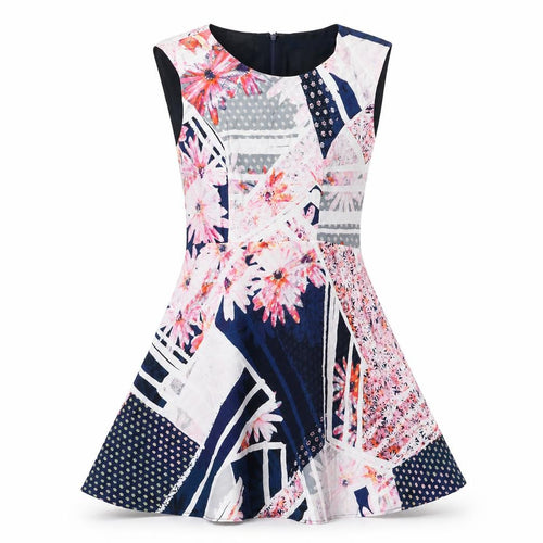 French Connection Womens Multicoloured Geometric Viscose Fit & Flare Size 6 Boat Neck Zip