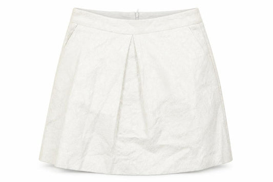 Front view of Preworn women’s grey cotton a-line skirt, size UK 12, zip