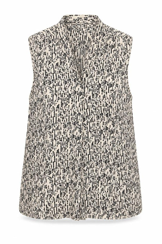 Front view of Primark women’s multicoloured geometric polyester basic blouse, size UK 12, v-neck
