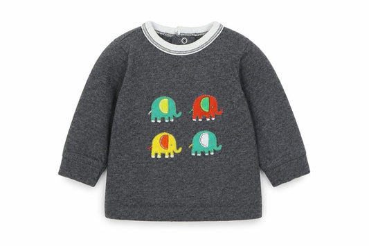 Front view of Preworn Baby Grey 100% Cotton Basic T-Shirt, size 0-3, Months Round Neck Pullover