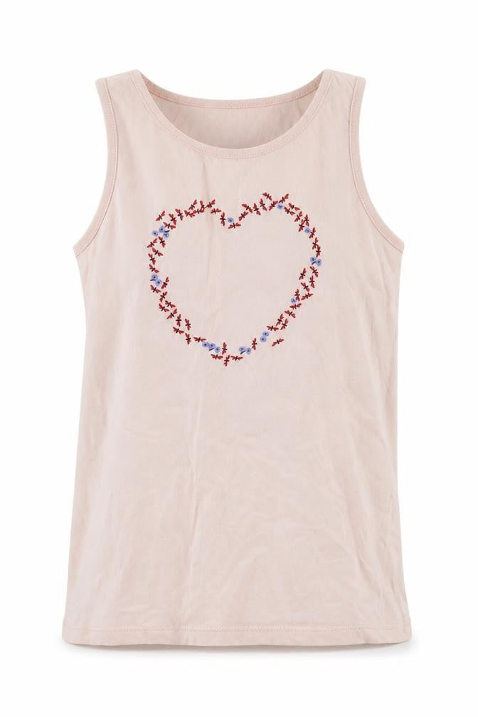 La Redoute Girls Pink 100% Cotton Basic Tank Size 10 Years Round Neck Pullover - Heart Print