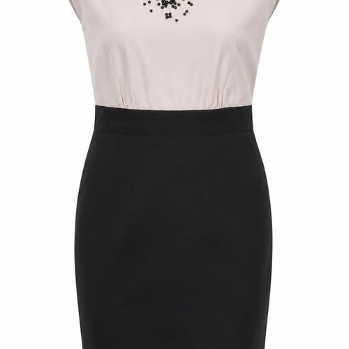 Coast Womens Black Colourblock Polyester Pencil Dress Size 12 Boat Neck Zip