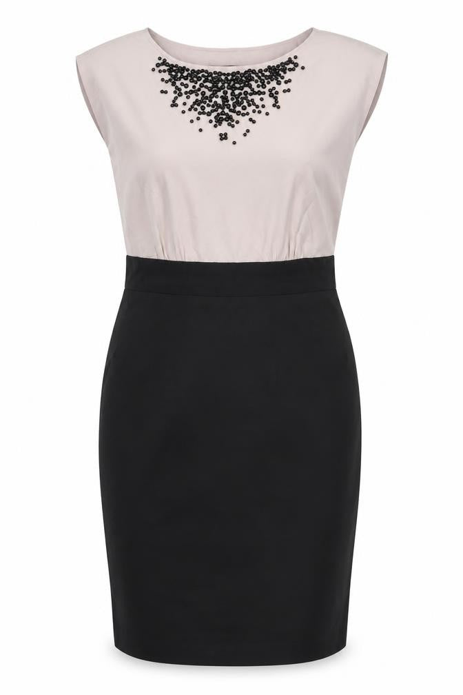 Coast Womens Black Colourblock Polyester Pencil Dress Size 12 Boat Neck Zip