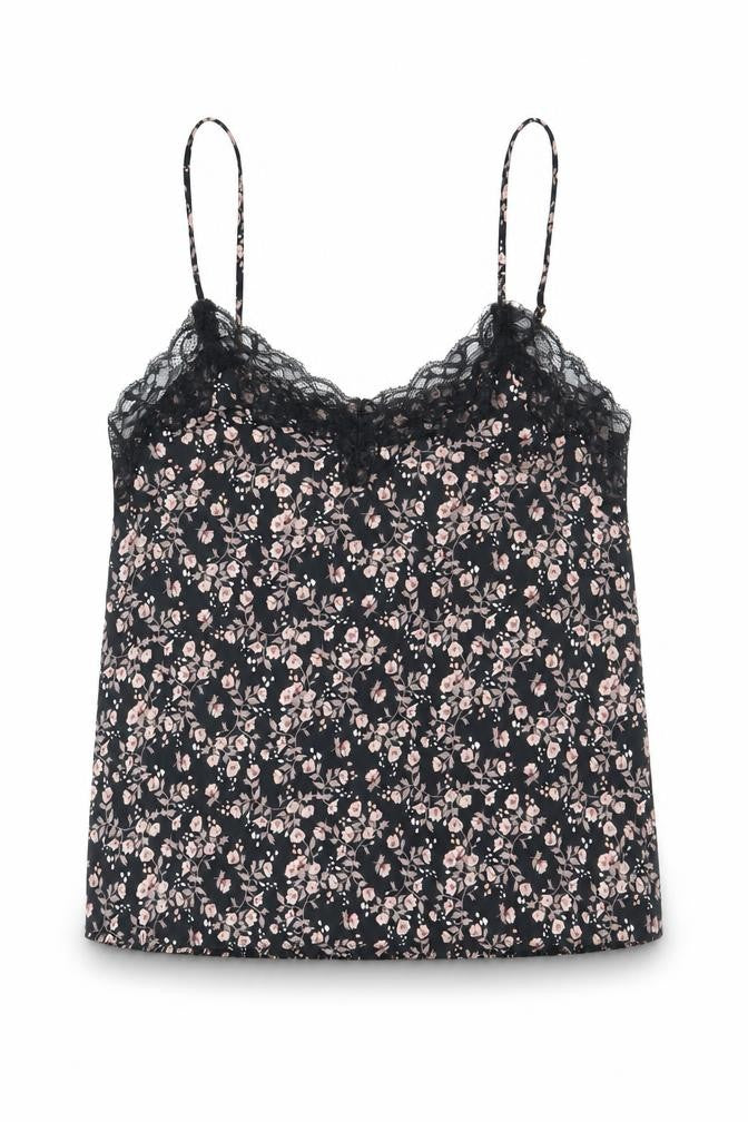 Front view of H&M women’s multicoloured floral polyester camisole tank, size M, scoop neck