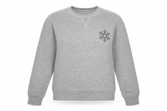Front view of H&M women’s grey cotton pullover sweatshirt, size M, pullover - christmas jumper