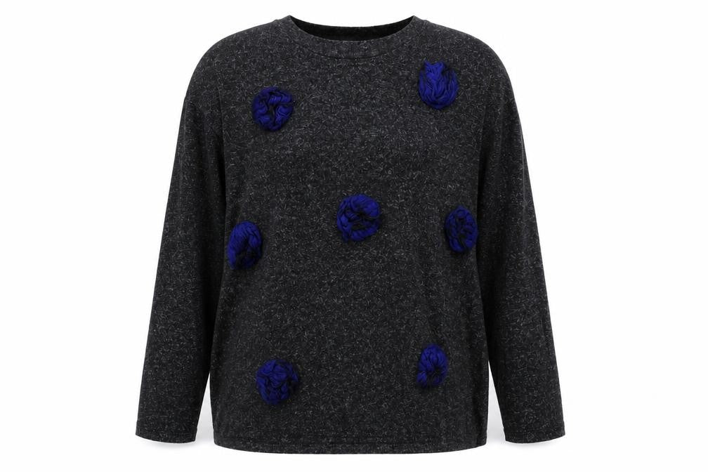 Front view of Zara women’s grey cotton pullover sweatshirt, size M, pullover