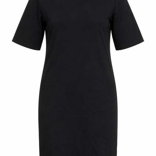 New Look Womens Black Nylon T-Shirt Dress Size 12 Mock Neck Pullover