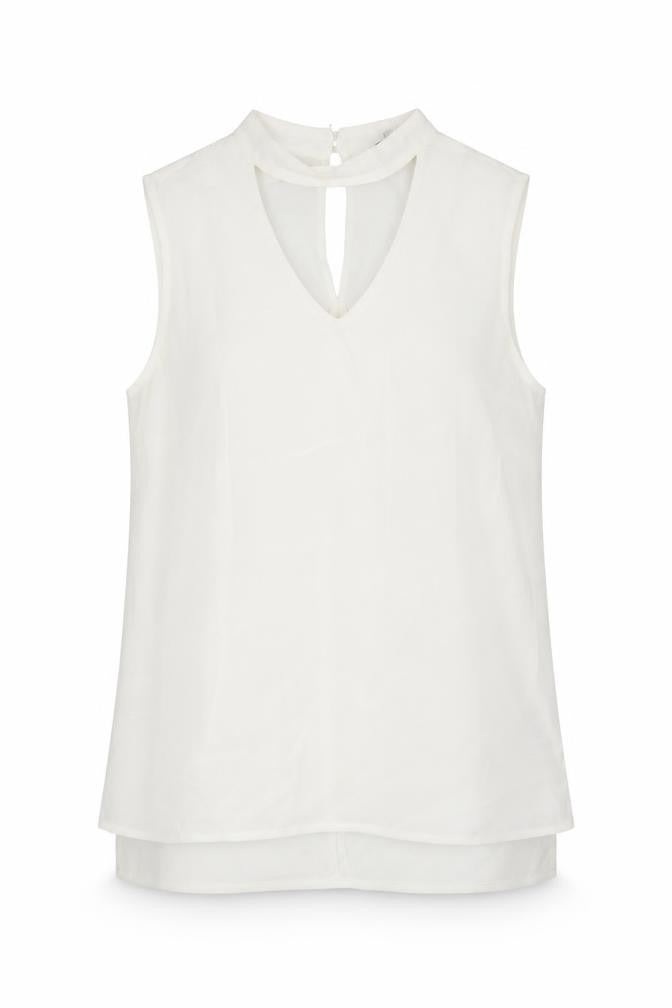 Nutmeg Womens White Polyester Basic Blouse Size 8 V-Neck