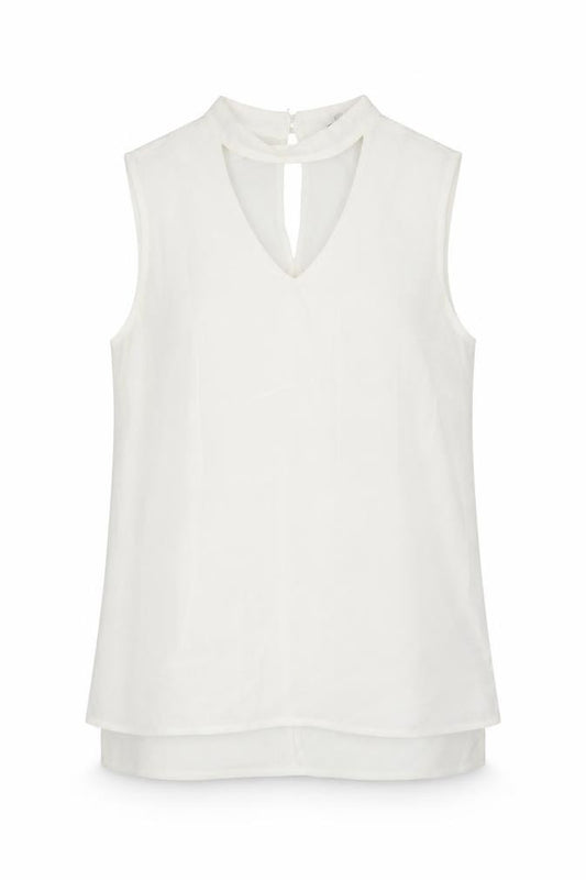 Front view of Nutmeg women’s white polyester basic blouse, size UK 8, v-neck