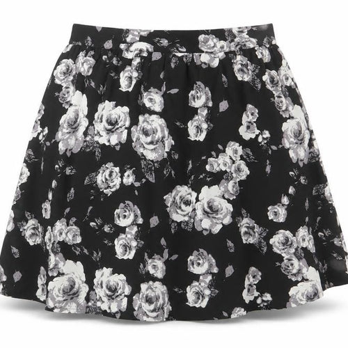 Moves Womens Black Floral Polyester Skater Skirt Size 12 Zip