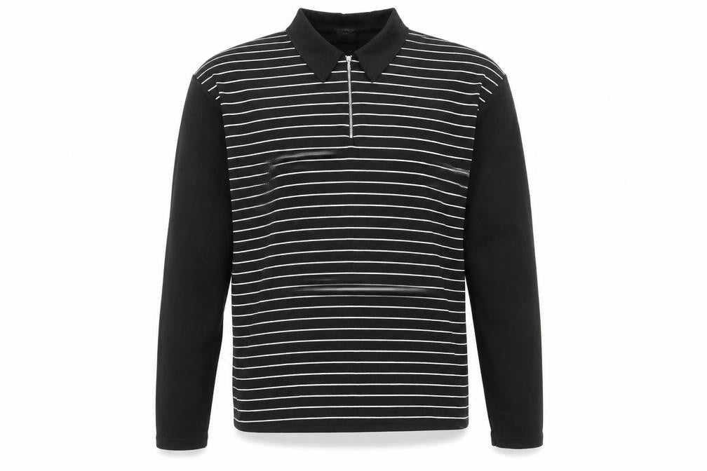 Bite Mens Black Collared Striped Acrylic Pullover Jumper Size M
