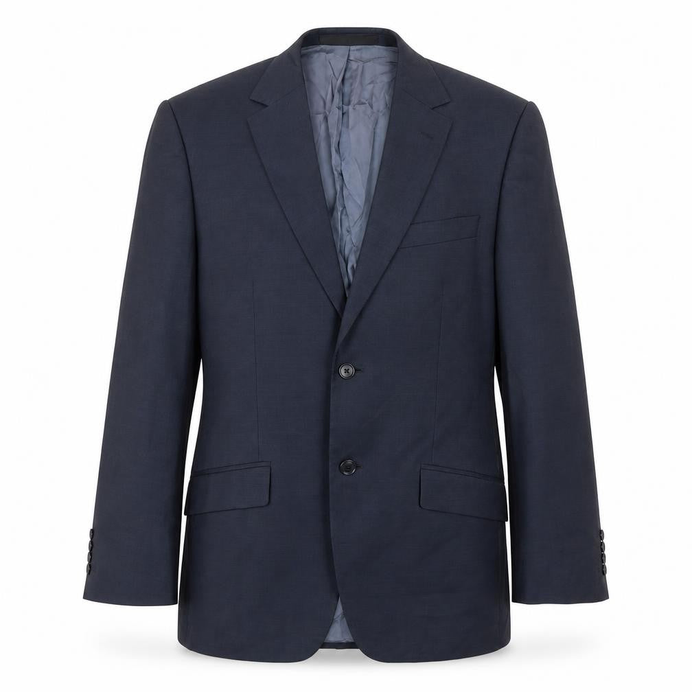 Front view of Marks & Spencer men’s blue wool jacket suit jacket, size 36