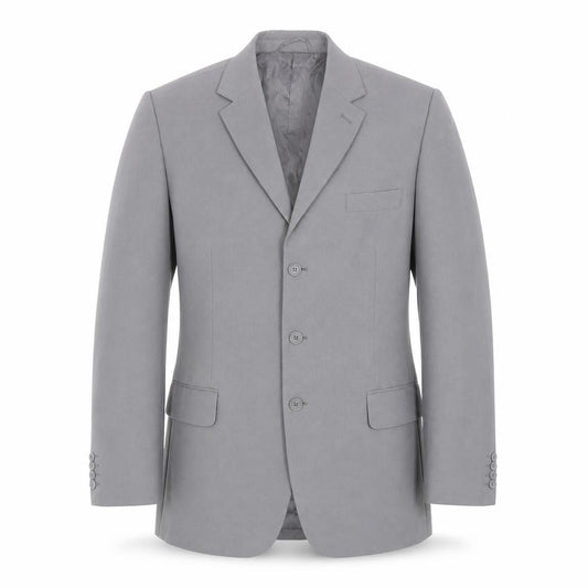 Front view of Jolliman men’s grey polyester jacket suit jacket, size 42
