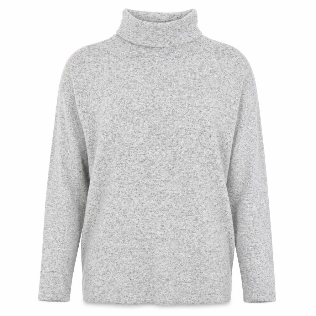 Front view of H&M women’s grey roll neck polyester jumper, size XS