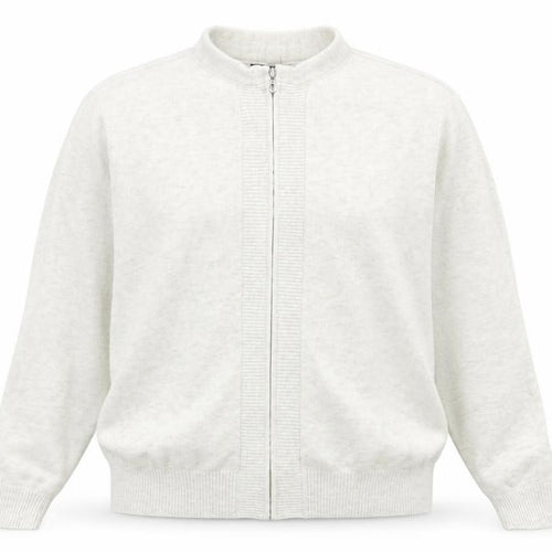 Marks and Spencer Womens Grey Round Neck Viscose Full Zip Jumper Size M