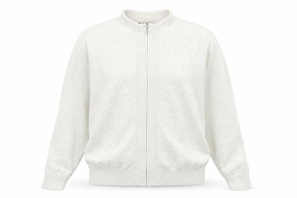 Marks and Spencer Womens Grey Round Neck Viscose Full Zip Jumper Size M