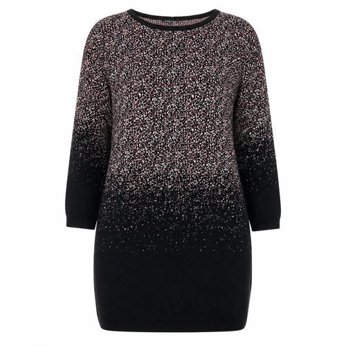 Warehouse Womens Black Geometric Cotton Jumper Dress Size 8 Round Neck Pullover
