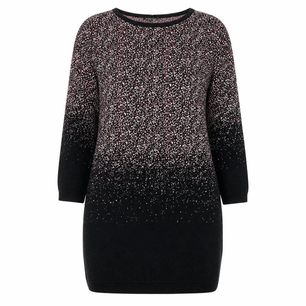 Warehouse Womens Black Geometric Cotton Jumper Dress Size 8 Round Neck Pullover