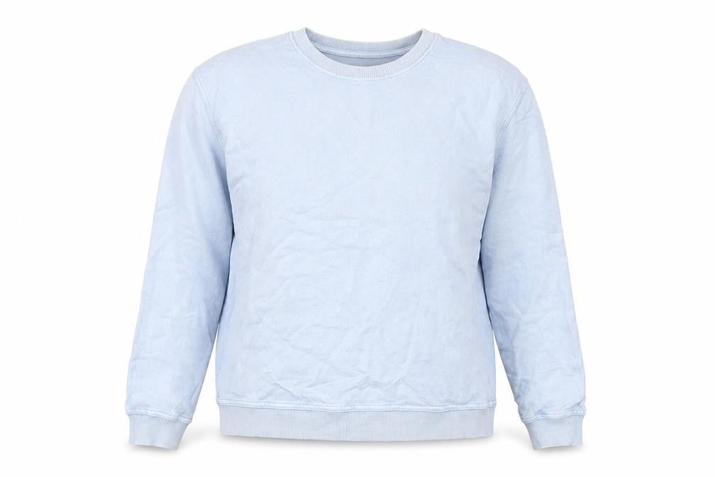Front view of Topshop women’s blue cotton pullover sweatshirt, size S, pullover