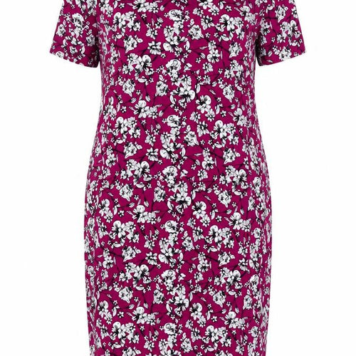 Autonomy Womens Purple Floral Viscose Pencil Dress Size 14 Round Neck Pullover