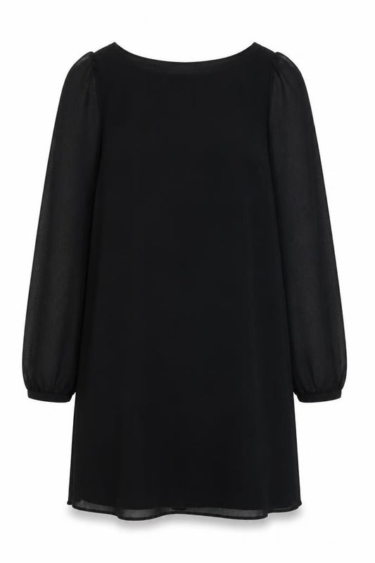 Front view of Atmosphere women’s black polyester shift, size UK 8, boat neck pullover