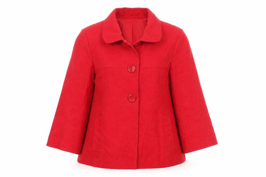 Front view of Bonmarché women’s red jacket, size UK 18, button