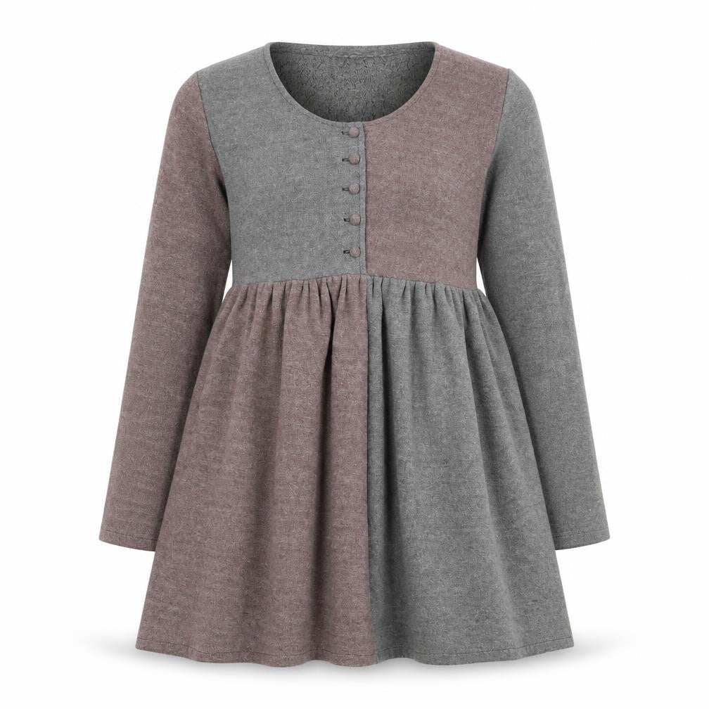 Preworn Womens Grey Colourblock Cotton A-Line Size M Scoop Neck Button
