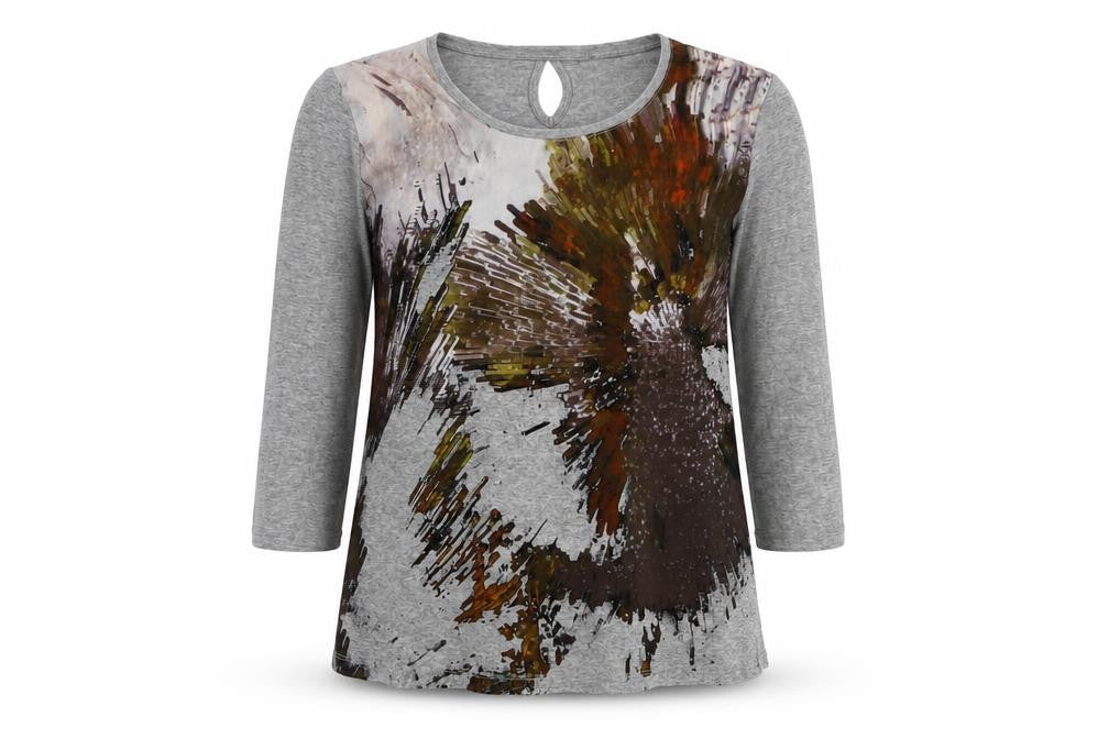 Front view of Alexara women’s multicoloured cotton basic t-shirt, size UK 10, round neck