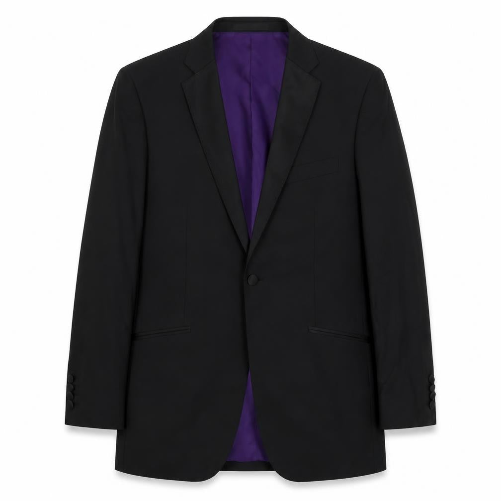 Front view of Marks & Spencer men’s black polyester jacket blazer, size 38