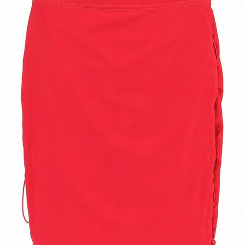 I SAW IT FIRST Womens Red Polyester Bandage Skirt Size 10 Lace Up