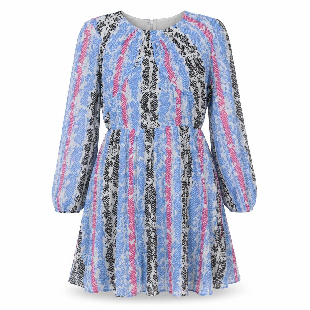 Limited Collection Womens Multicoloured Geometric Polyester Fit & Flare Size 10 Round Neck Zip