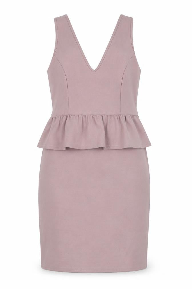 Front view of New Look women’s pink polyester a-line, size UK 10, v-neck pullover
