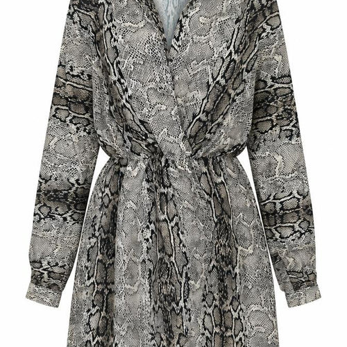 Love Womens Brown Animal Print Polyester Shirt Dress Size S Collared Button - Snakeskin Pattern