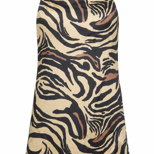Zara Womens Gold Animal Print Polyester Slip Dress Size S Cowl Neck Pullover