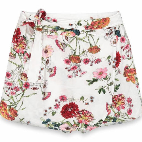 By Swan Womens White Geometric Viscose Wrap Skort Size L Tie