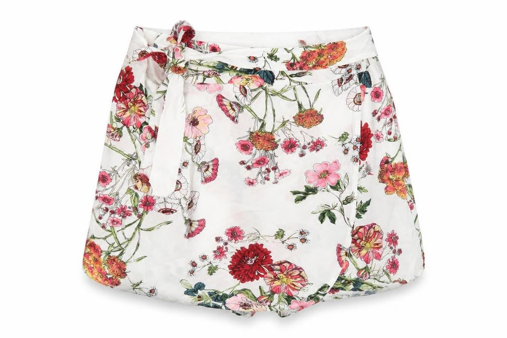 By Swan Womens White Geometric Viscose Wrap Skort Size L Tie