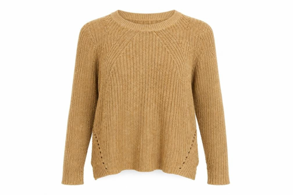 Front view of H&M women’s brown round neck cotton jumper, size M