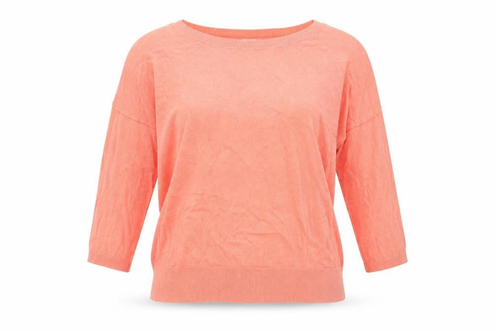 Front view of Gap women’s pink round neck cotton jumper, size S